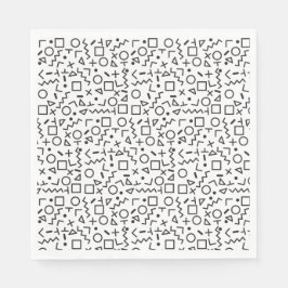 80's 90's白黒レトロ図形パターン スタンダードランチョンナプキン