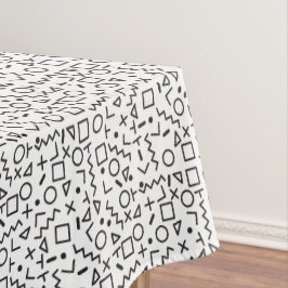 80's 90's白黒レトロ図形パターン テーブルクロス