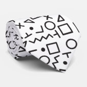 80's 90's白黒レトロ図形パターン ネクタイ (ロール)
