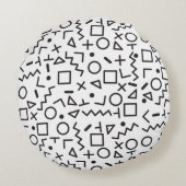 80's 90's白黒レトロ図形パターン ラウンドクッション (裏面)