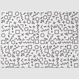 80's 90's白黒レトロ図形パターン 薄葉紙