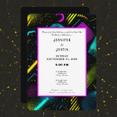 80s 90s Neon Retro Pattern Wedding Invitation 招待状