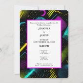 80s 90s Neon Retro Pattern Wedding Invitation 招待状 (正面)