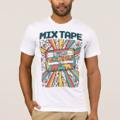 80s 90s Retro Mix Tape Cassette Nostalgia Design Tシャツ (正面)