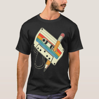 80s 90s Retro Music Mitape Cassetteape Pencil Nost Tシャツ