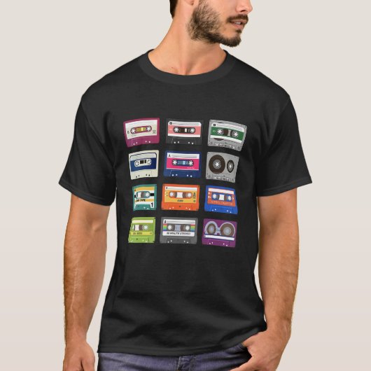 80s 90s Vintage Cassette Tapes Music Tシャツ (正面)