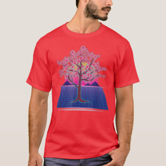 80s Art Japanese Sakura Tree Flower Vaporwave Cher Tシャツ