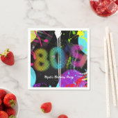 80's Bashレトロレインボースプラッシュ誕生日パーティー スタンダードカクテルナプキン (インサイチュ)