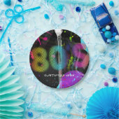 80's Bashレトロレインボースプラッシュ誕生日パーティー ペーパープレート (パーティー)