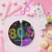 80's Bashレトロレインボースプラッシュ誕生日パーティー ペーパープレート (パーティー)