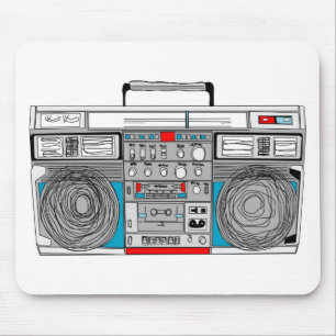 80s boomboxのイラストレーション マウスパッド
