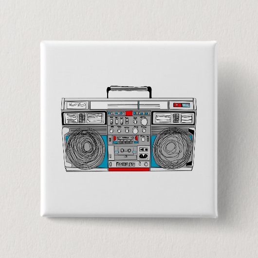 80s boomboxのイラストレーション 缶バッジ (正面)