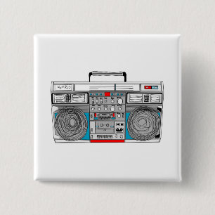 80s boomboxのイラストレーション 缶バッジ