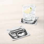 80s Boombox スクエアペーパーコースター (インサイチュ)