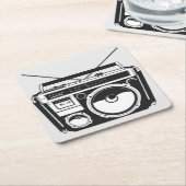 80s Boombox スクエアペーパーコースター (アングル)