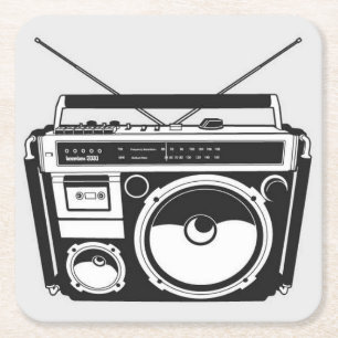 80s Boombox スクエアペーパーコースター