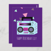 80s Bright Music Systemハッピーバースデー名札 ポストカード (正面/裏面)