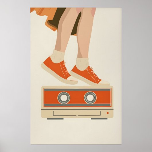 80s Cassette Tape Art Print Retro Nostalgia Wall ポスター (正面)