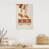 80s Cassette Tape Art Print Retro Nostalgia Wall ポスター (キッチン)