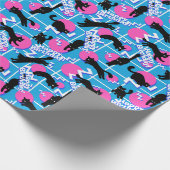 80s Cats誕生日ブルー幾何学模様 ラッピングペーパー (角)