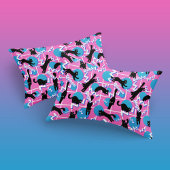 80s Cats Name Pink Geometric Memphis Pattern 枕カバー