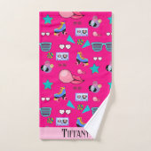 80s Costume Vibrant pink Retro culture pop バスタオルセット (ハンドタオル)