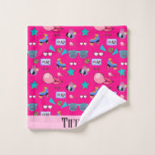 80s Costume Vibrant pink Retro culture pop バスタオルセット (ウォッシュタオル)