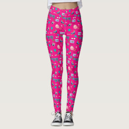 80s Costume Vibrant pink Retro culture pop レギンス