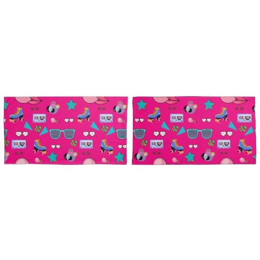 80s Costume Vibrant pink Retro culture pop 枕カバー (正面-セット)