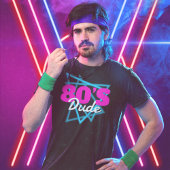 80's Dude Born in the 1980s Fun Retro Pink & Blue Tシャツ