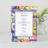 80s Graphics Retro Pattern Wedding Invitation 招待状 (スタンド正面)
