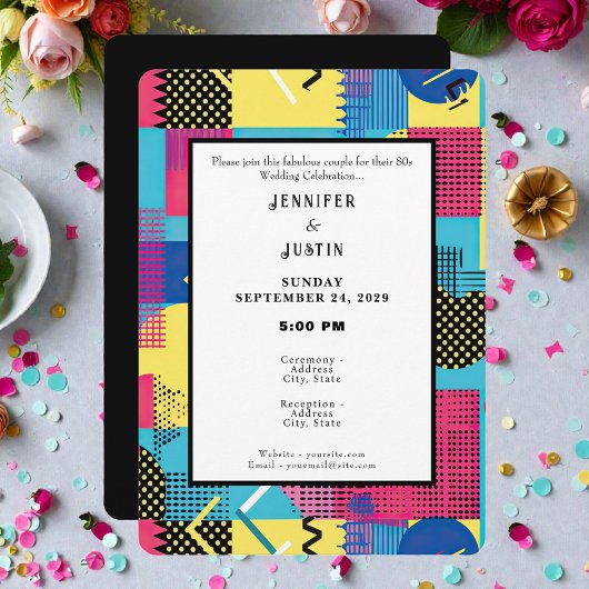 80s Graphics Retro Pattern Wedding Invitation 招待状