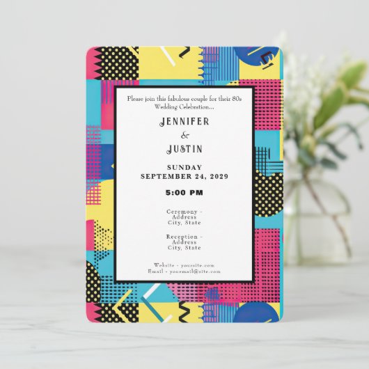 80s Graphics Retro Pattern Wedding Invitation 招待状 (スタンド正面)