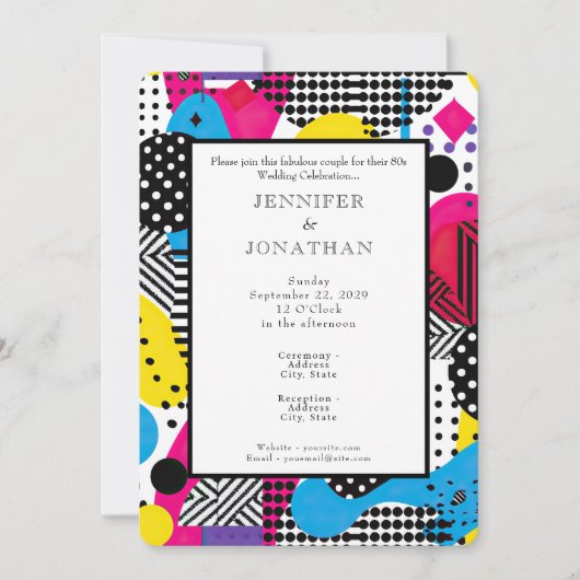 80s Graphics Retro Pattern Wedding Invitation 招待状 (正面)