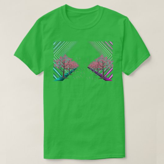 80s Japanese Flower Sakura Tree Vaporwave Cherry B Tシャツ (デザイン正面)