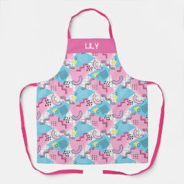 80's Memphis Active Pink Light Blue エプロン