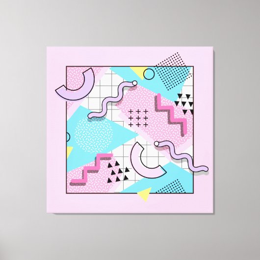 80's Memphis Active Pink Light Blue キャンバスプリント (正面)