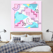 80's Memphis Active Pink Light Blue キャンバスプリント (インサイチュ (寝室))