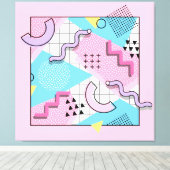 80's Memphis Active Pink Light Blue キャンバスプリント (インサイチュ (ウッドフロア))