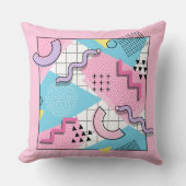 80's Memphis Active Pink Light Blue クッション (正面)
