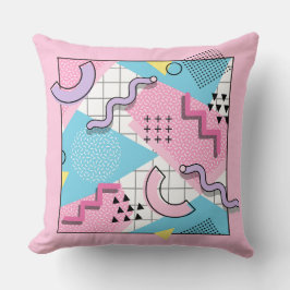 80's Memphis Active Pink Light Blue クッション