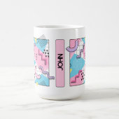 80's Memphis Active Pink Light Blue コーヒーマグカップ (中央)
