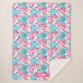 80's Memphis Active Pink Light Blue シェルパブランケット (正面)