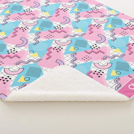 80's Memphis Active Pink Light Blue シェルパブランケット (3/4)