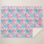 80's Memphis Active Pink Light Blue シェルパブランケット (正面(横))