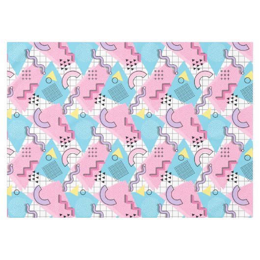 80's Memphis Active Pink Light Blue テーブルクロス (正面(横))