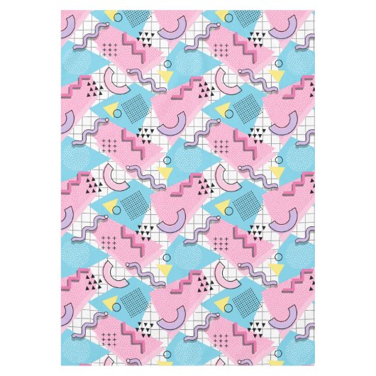 80's Memphis Active Pink Light Blue テーブルクロス (正面)