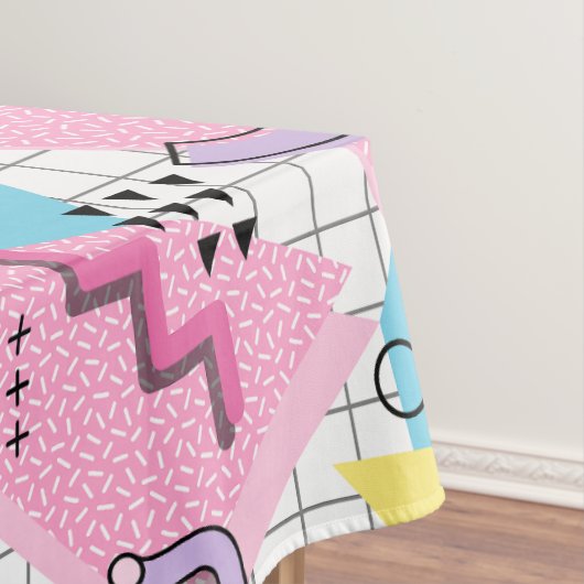 80's Memphis Active Pink Light Blue テーブルクロス (インサイチュ)