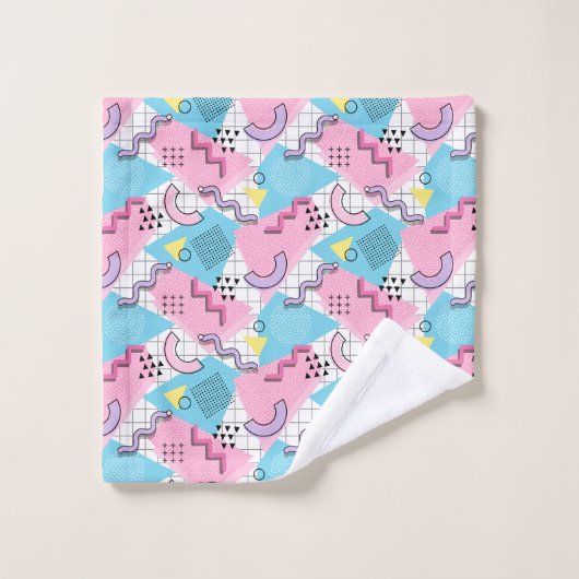 80's Memphis Active Pink Light Blue バスタオルセット (ウォッシュタオル)