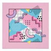 80's Memphis Active Pink Light Blue ポスター (正面)